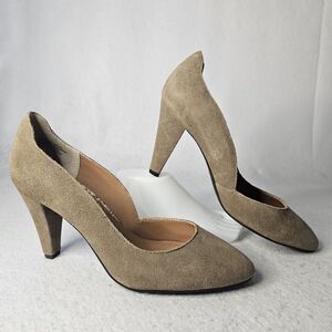 SEYCHELLES Tan D'orsay Heels Sz 8 Suede Leather Pump Almond Toe